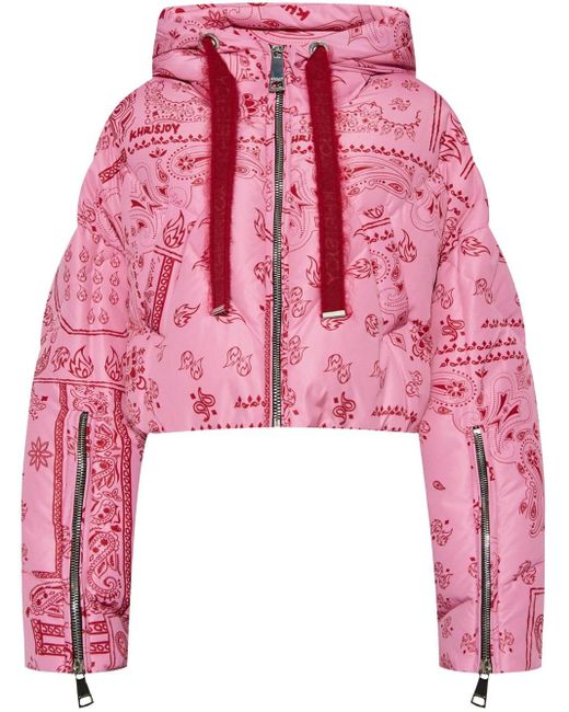 Khrisjoy Red Down Jacket With Paisley Print