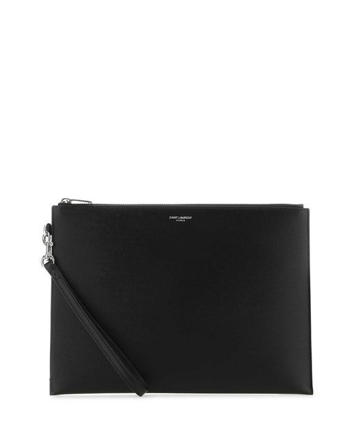 Saint Laurent Black Leather Tablet Holder for men