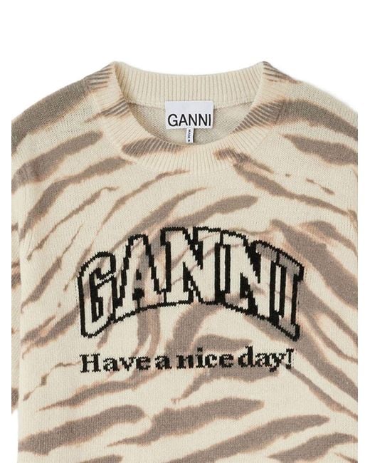 Ganni Natural Wool T-Shirt