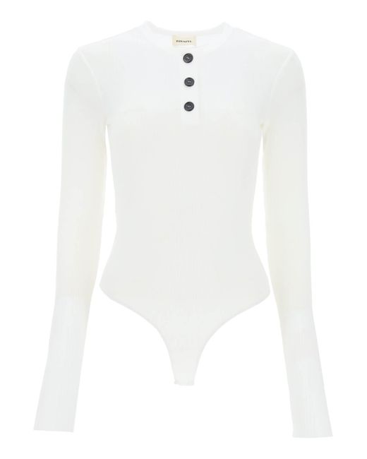 Khaite Janelle Geribbeld Bodysuit in het White