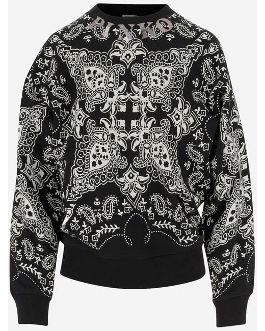 Sudadera de algodón de rosa con estampado de pañuelo Pinko de color Black