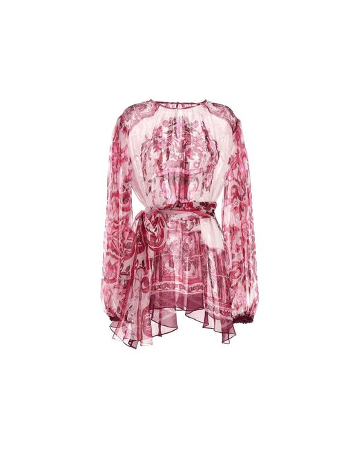 Camicetta con cintura di Majolica di Dolce & Gabbana in Pink