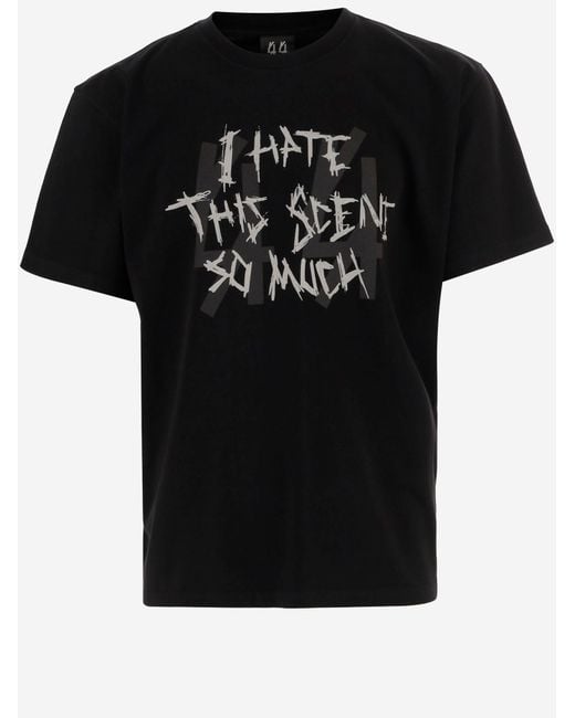 44 Label Group Black Printed Cotton T Shirt