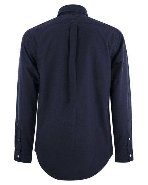 Polo Ralph Lauren Blue Custom Fit Garment Dyed Oxford Shirt
