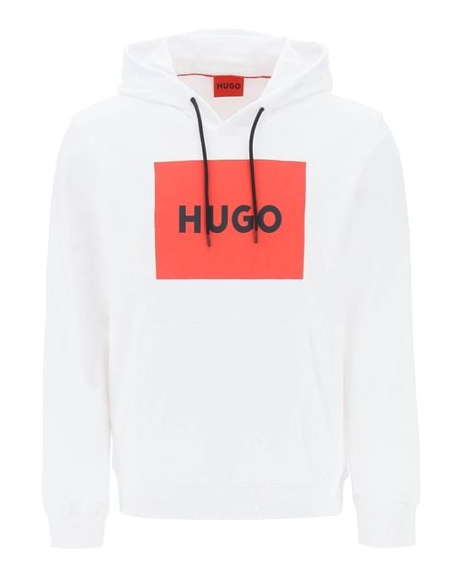 HUGO Logo Box Hoodie in het Red voor heren
