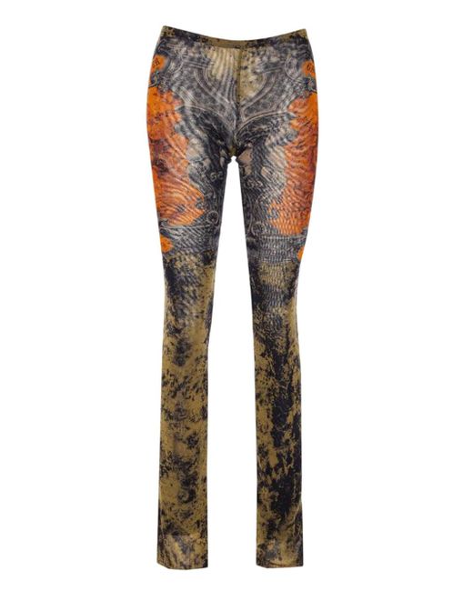 Extensible, pantalon évasé à jambe droite avec imprimé graphique Jean Paul Gaultier en coloris Blue