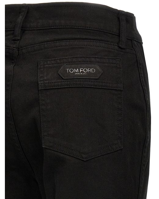 Tom Ford Black Stretch Twill Denim Wide Flare' Jeans