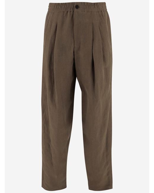 Giorgio Armani Brown Leinenhosen mit Falten