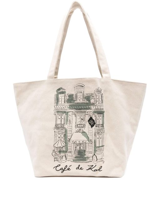 Karl Lagerfeld White Reversible Canvas -Einkaufstasche