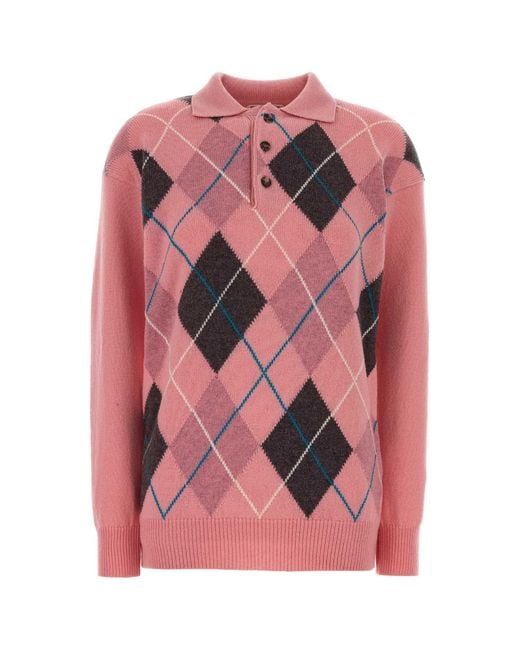 J.W. Anderson Pink Checks Shirt Collar Polo