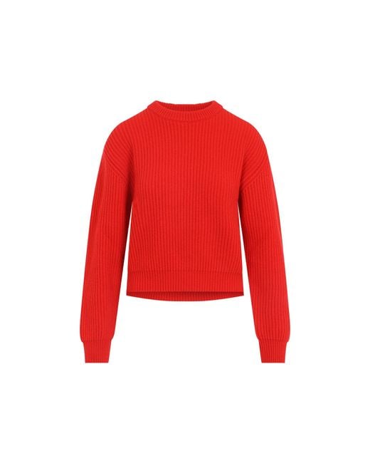 Jil Sander Red Ribbed Knit Sweater