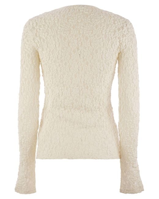 Max Mara Natural Gennaio Tight Fitting Cloqué Lace Jersey
