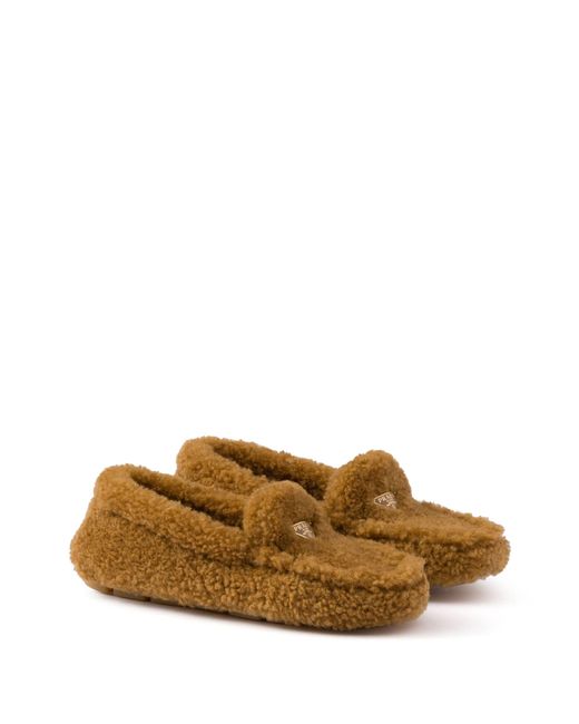 Prada Brown Shearling Driving Shoes