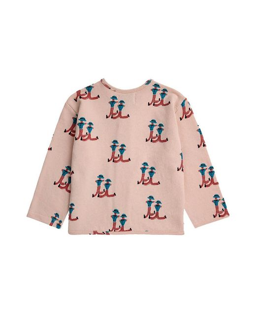 Bobo Choses Pink Baby Dancing Giants All Overbuttoned Sweatshirt