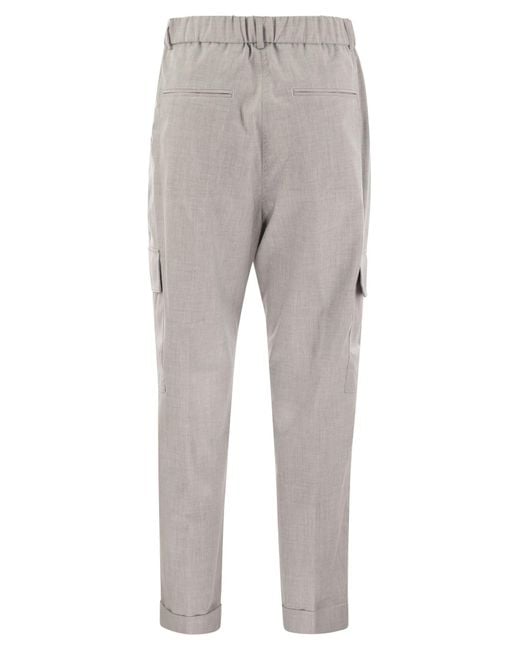 Pantaloni cargo di in tela viscosa tecnica di Peserico in Gray