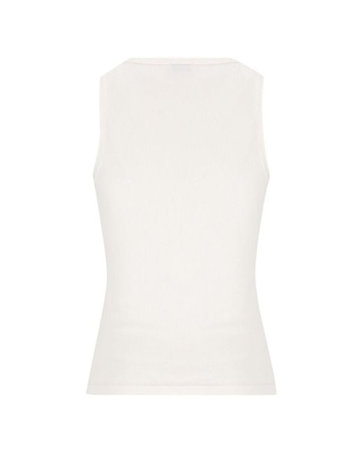 Burberry White Cotton Tank Top
