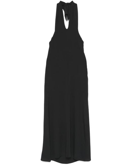 FEDERICA TOSI Black Halterneck Flared Midi Dress