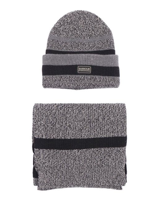 Barbour Gray Boston Beanie & Scarf Gift Set
