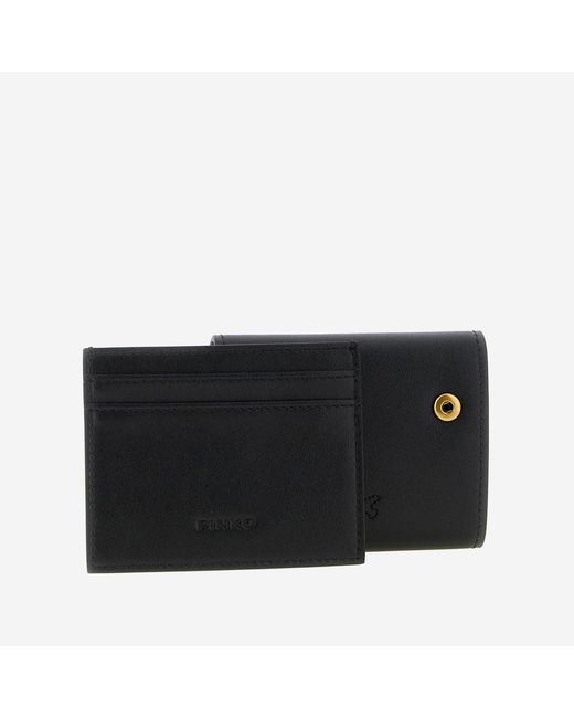 Pinko Black Leather Wallet With Logo
