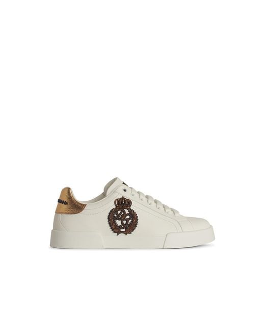 Dolce & Gabbana Metallic 'Portofino' Lear Sneakers for men