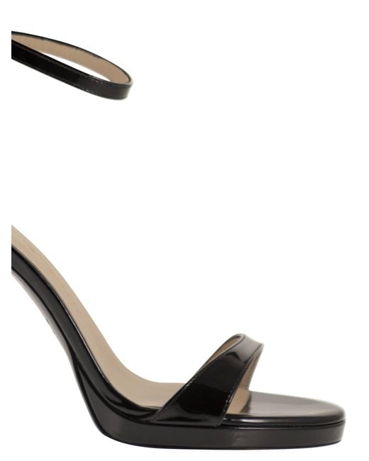 Stuart Weitzman Black Shiny Leather Platform Sandals With Stiletto Heel