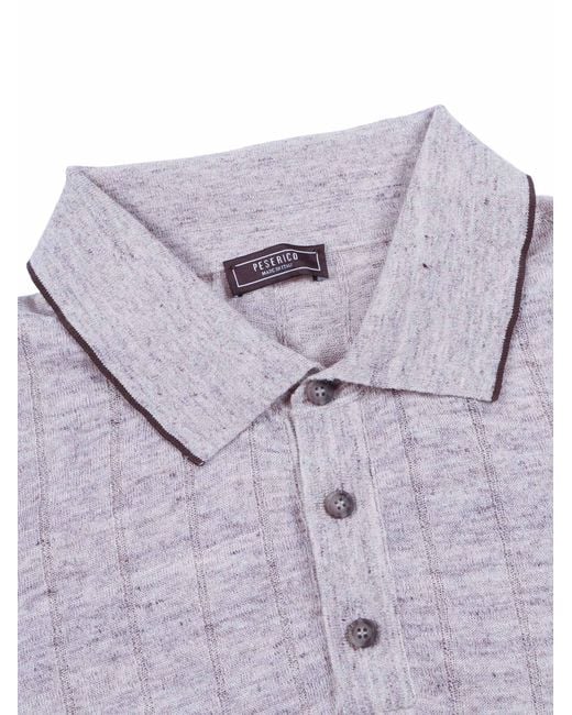 Peserico Gray Heathered Polo Collar Sweater for men
