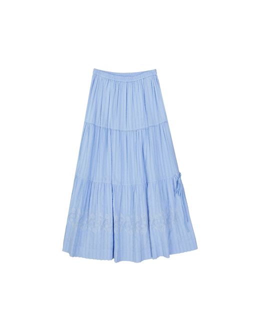 See By Chloé Blue Cotton Midi Skirt
