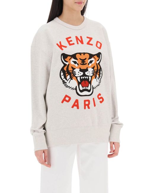 KENZO 'lucky Tiger' Oversized Sweatshirt in het White