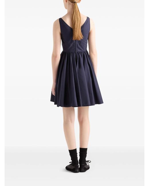 Prada Mouwloze Zwarte Jurk Met Ronde Hals in het Blue
