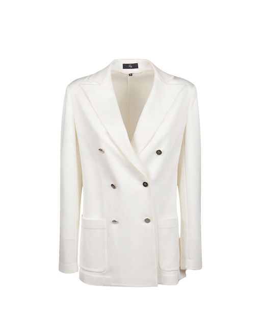 Fay White Double Breasted Blazer