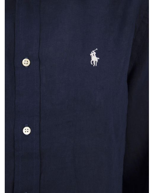 Polo Ralph Lauren Linnen Shirt in het Blue