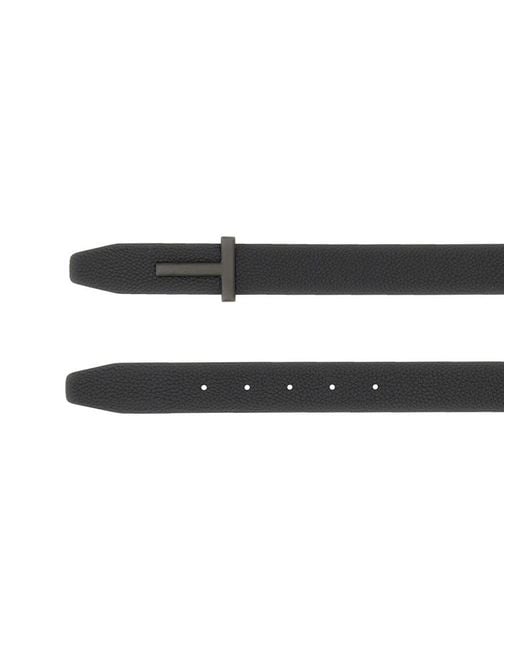 Tom Ford Black Classic 4 Cm Logo Belt for men