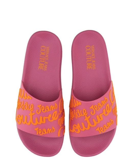 Versace Jeans Couture Pink Medusa Smiley Slide Sandals