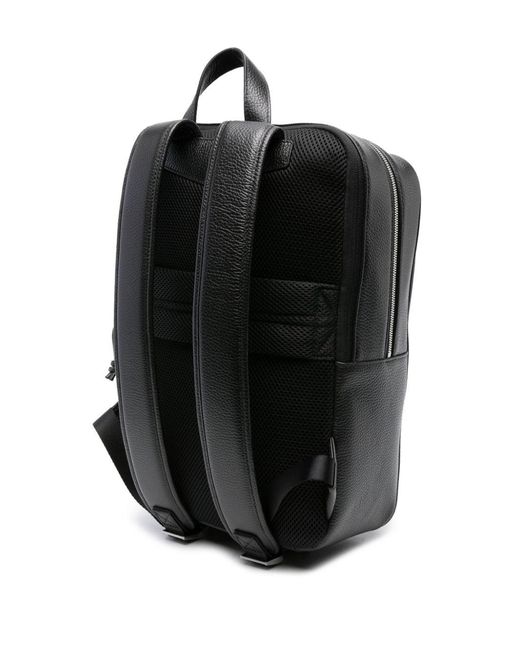 Emporio Armani Black Leather Backpack for men