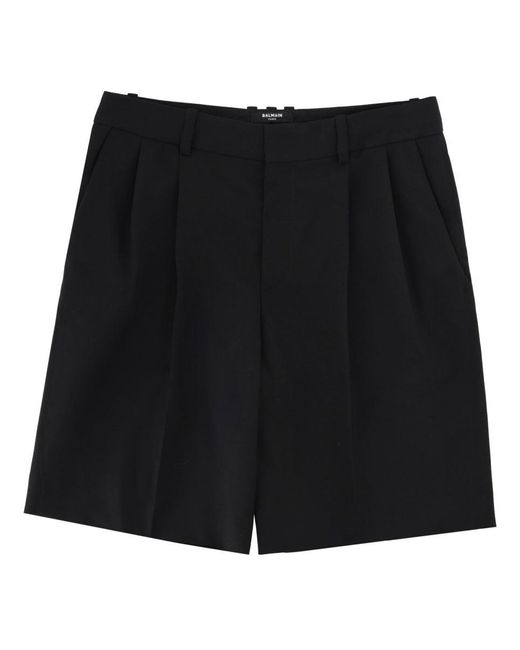 Balmain Black Solid Shorts for men