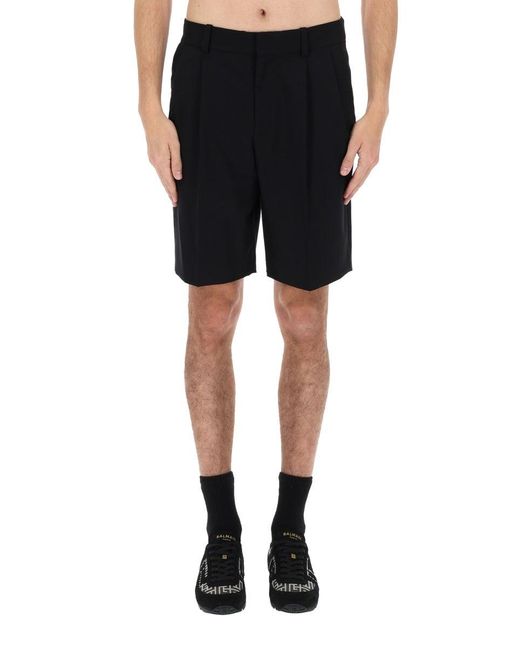 Balmain Black Solid Shorts for men