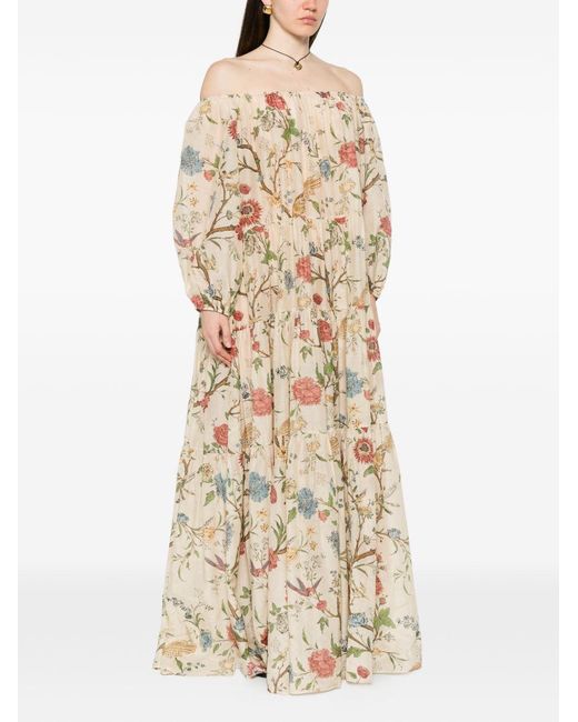 Into The East White Printed Cotton Dress