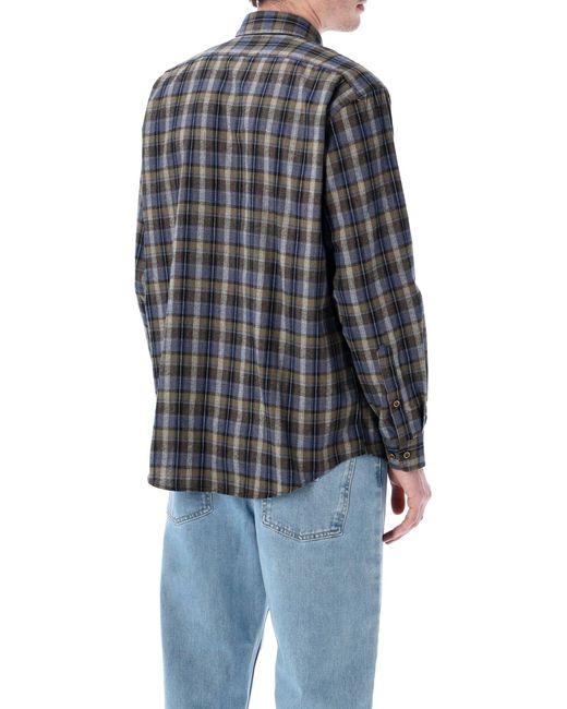 ERL Blue Plaid Long-Sleeve Button-Up Shirt for men