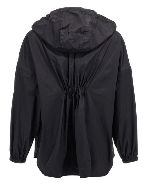 Moncler Black Ruffled Windbreaker With Removable Hood