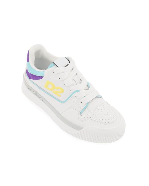 DSquared² White Glattes Leder New Jersey Sneakers in 9