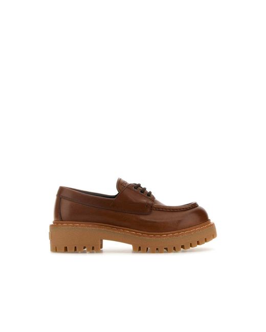 Prada Brown Braune Loafer Schuhe St. Moritz