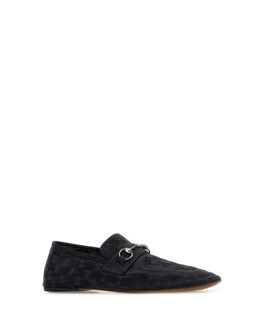 Gucci Black Gg Fabric Loafers