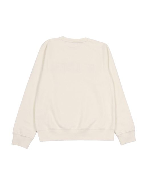 Golden Goose Deluxe Brand White Golden Crew Neck Sweatshirt Blend Cotton Fleece With Patch Fancy Stitch Application Crewneck