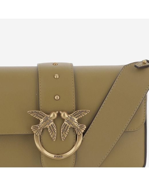 Pinko Green Shoulder Bag Love One Mini Leather
