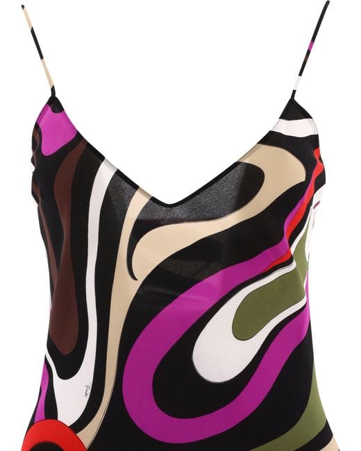Emilio Pucci Marmo Print Silk Dress in het Multicolor