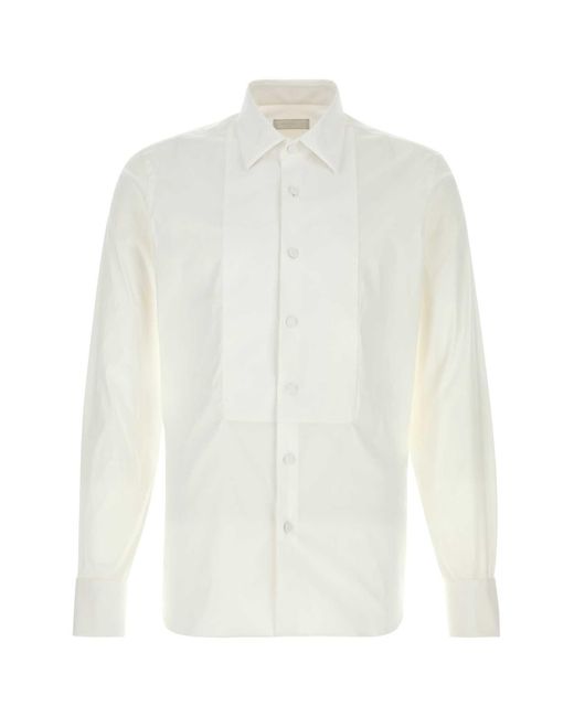 Prada White Stretch Poplin Shirt for men