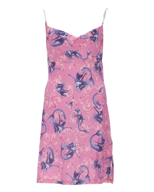 Versace Jeans Couture Purple Printed Slip Dress