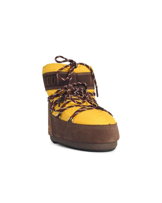 Moonboot Orange 'Icon Low' Polyamide Boots