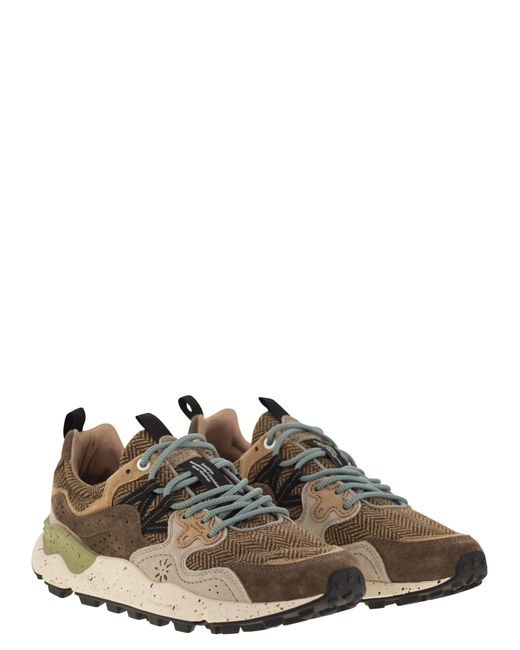 Flower Mountain Brown Yamano 3 Suede And Fabric Sneakers for men