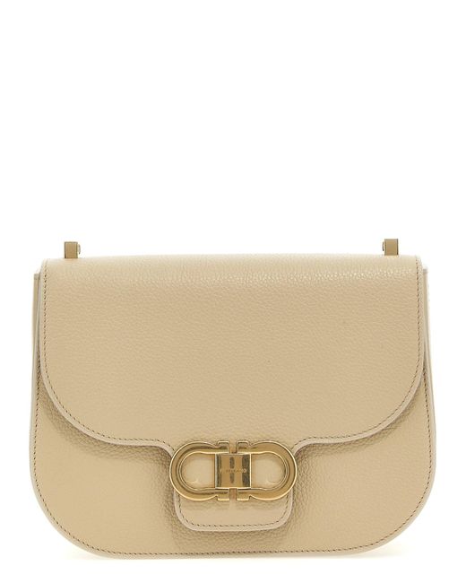 Ferragamo Natural 'Gancini S' Crossbody Bag